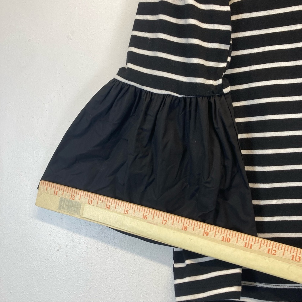 Anthropologie M Black White Striped Mixed Media Long Bell Sleeve Top - Picture 8 of 11